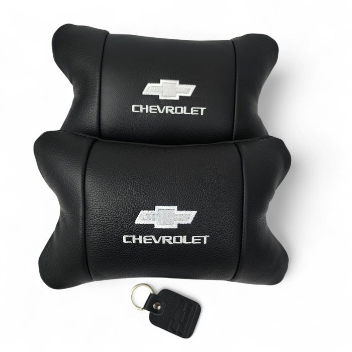Автомобільні подушки Chevrolet з натуральної італійської шкіри + шкіряний брелок у подарунок