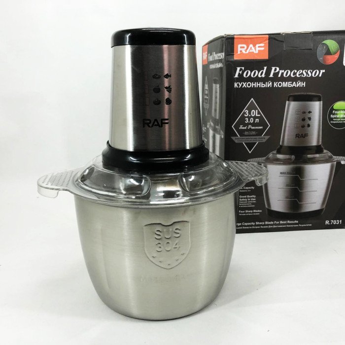 Подрібнювач RAF R.7031 настільний електричний блендер-чоппер 3 л 1000 Вт, Кухонний блендер для овочів