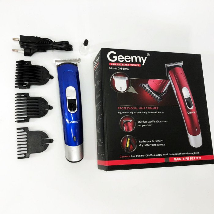 Машинка для стрижки волосся Gemei GM-6046, Акумуляторний універсальний тример для стрижки. Колір: синій
