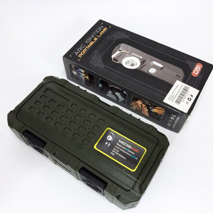 Ліхтарик-запальничка армійська MULTIFUNCTIONAL D51-COB, Запальничка на подарунок в упаковці. Колір: зелений