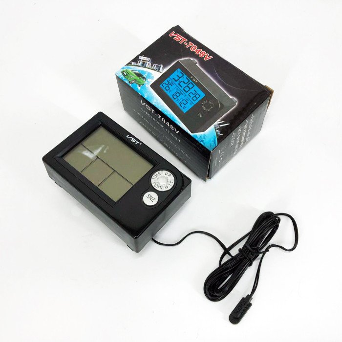 Годинник автомобільний електронні автогодинник VST-7048V для ВАЗ з вольтметром, температурою