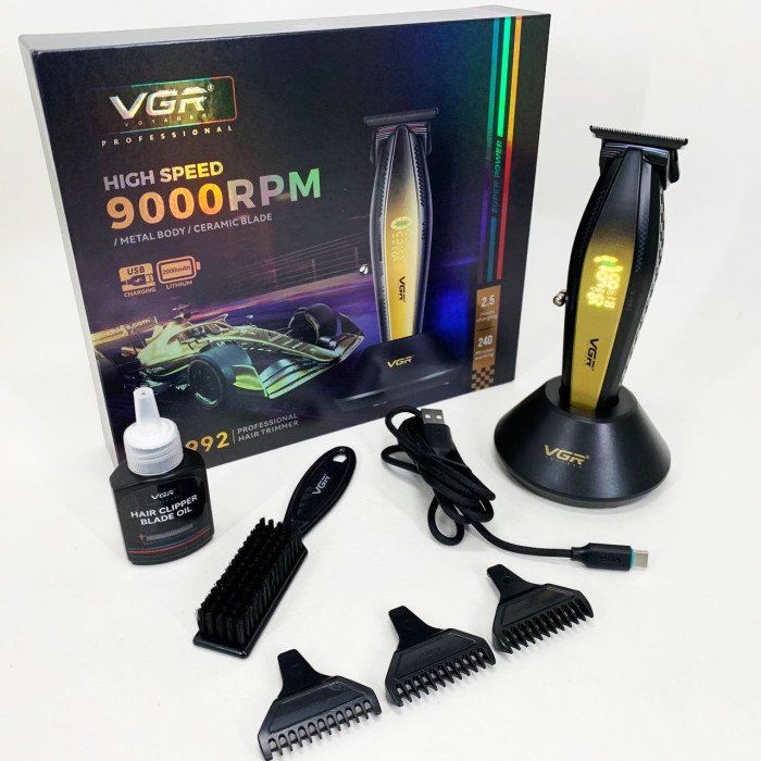 Машинка для стрижки волосся з потужним мотором XPRO VGR V-992 GOLD з насадками 1-2-3 мм