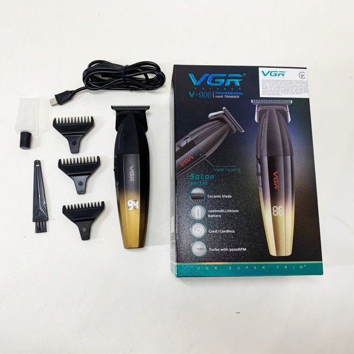 Машинка для стрижки волосся VGR V-906 тример для окантовки та стрижки бороди. Колір: жовтий