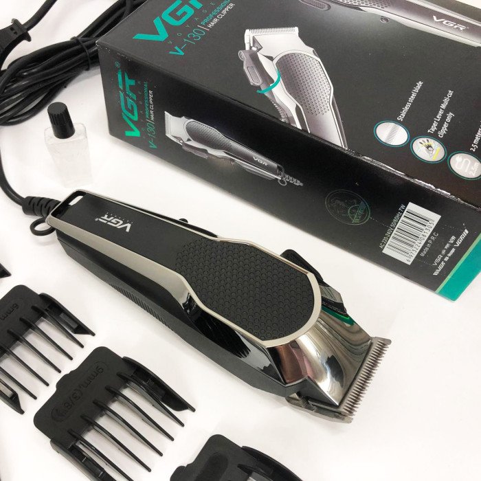Машинка для стрижки VGR V-130 провідна професійна з насадками для окантовки триммер для волосся