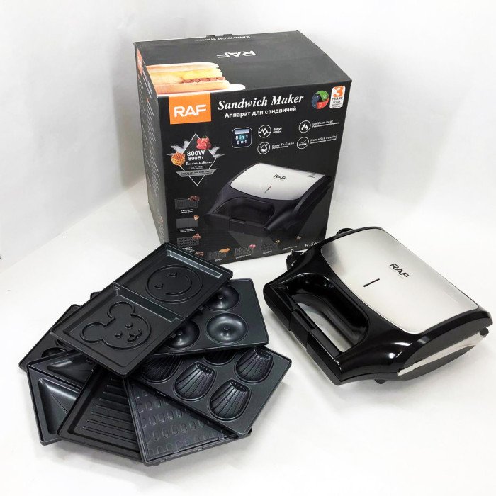 Вафельниця бутербродниця гриль сендвічниця електрична 8 в 1 RAF R.551 850W Мультипекар з 8 формами