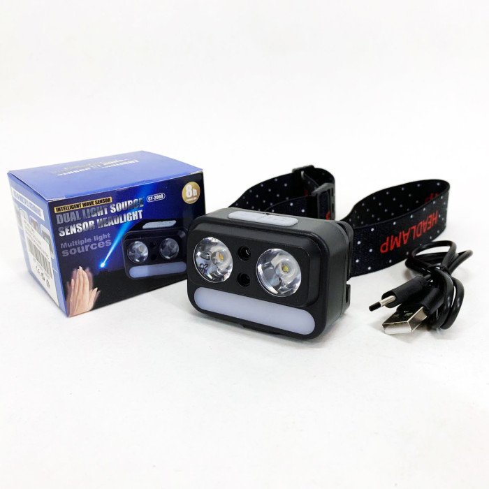 Ліхтар налобний 2069-XPG+XPG+5SMD Motion sensor