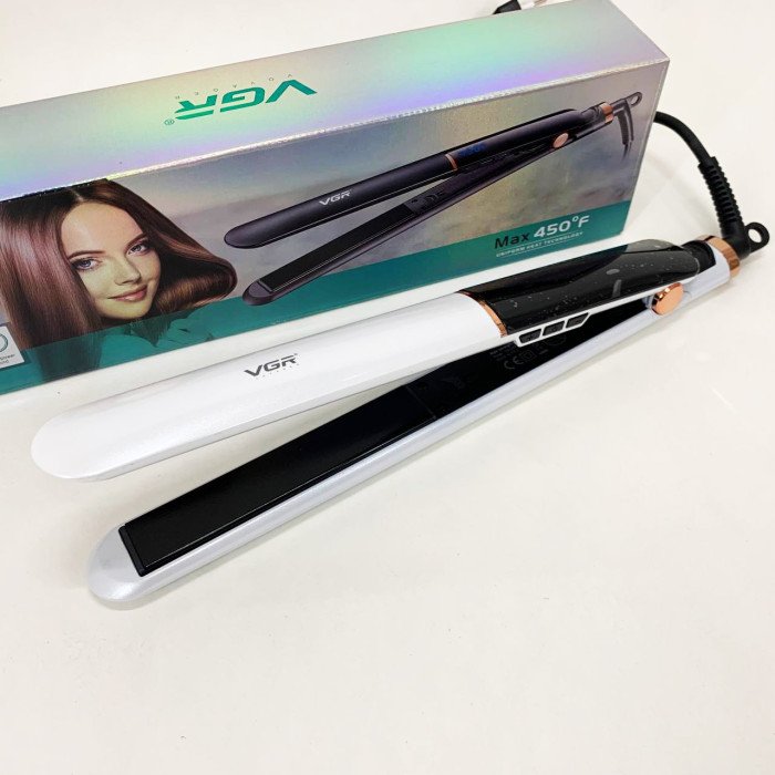 Праска для волосся VGR V-515 WHITE з РК-дисплеєм керамічний стайлер для вирівнювання волосся та завивки