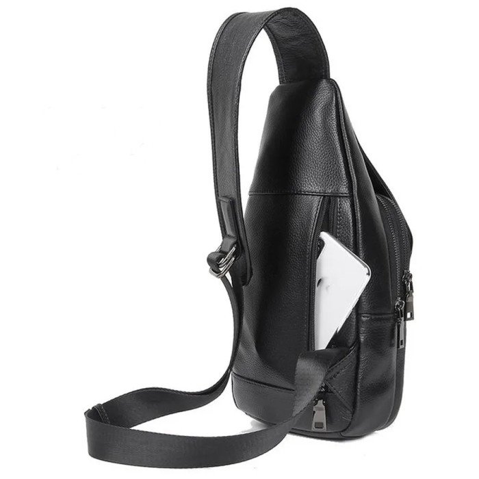 Преміальна чоловіча шкіряна сумка з натуральної італійської шкіри, чорна