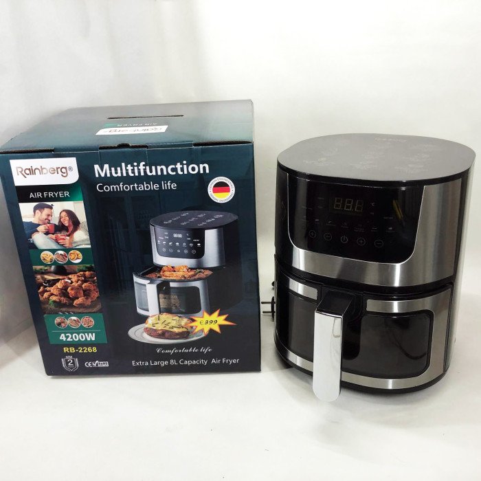 Аерогриль Rainberg RB-2268 4200 Вт аерофритюрниця безолійна без олії з регулюванням температури 8 л