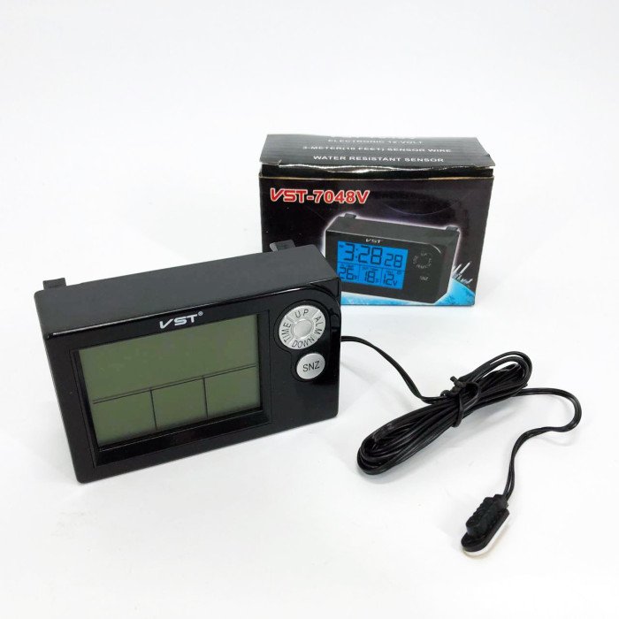 Годинник автомобільний електронні автогодинник VST-7048V для ВАЗ з вольтметром, температурою