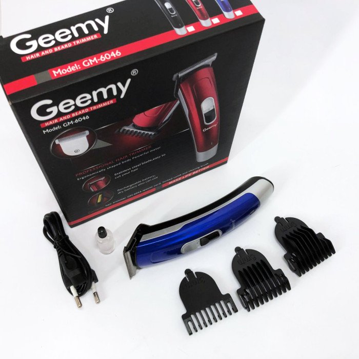 Машинка для стрижки волосся Gemei GM-6046, Акумуляторний універсальний тример для стрижки. Колір: синій