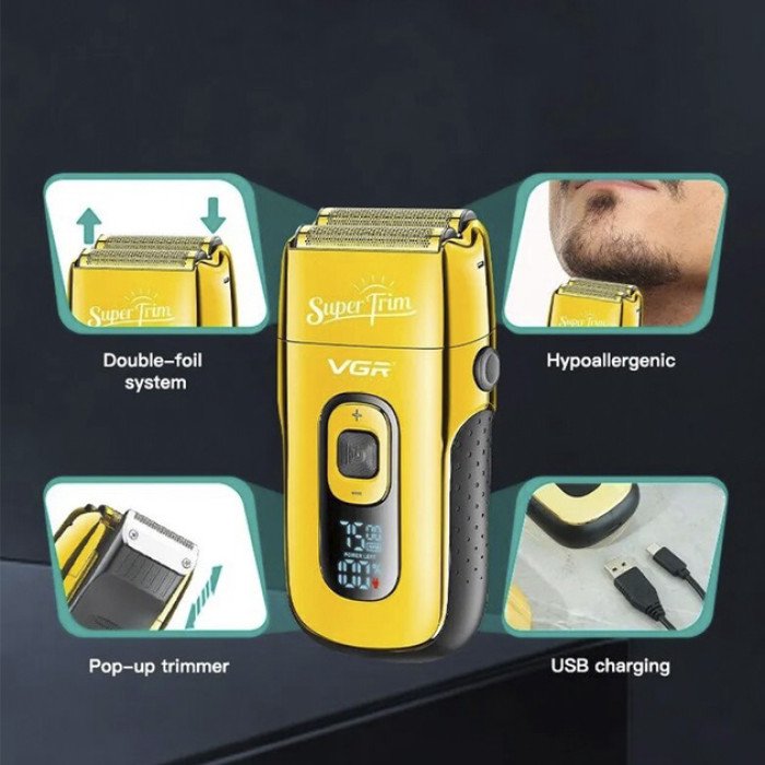 Електробритва Шейвер з дисплеєм VGR V-332. Колір: золотий