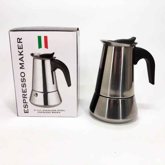 Кавоварка гейзерна з нержавіючої сталі UNIQUE UN-1901 180 мл, Гейзер для варіння кави гейзерна кавоварка