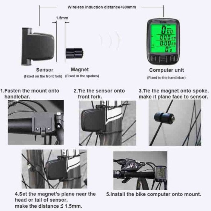 Велосипедний комп'ютер SunDing SD-563C бездротовий