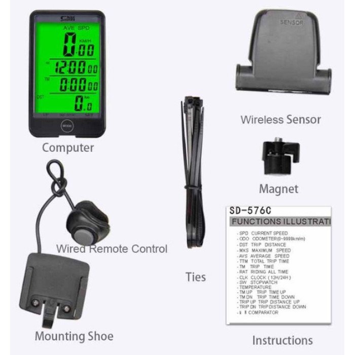 Велокомп'ютер SD-576C бездротовий з підсвічуванням екрану