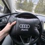 Автомобільна подушка для підголівника Audi – чорна натуральна шкіра