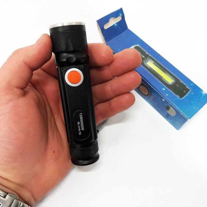 Ліхтарик портативний світлодіодний Police BL-516/616-T6-COB з USB-зарядкою, магнітом та функцією зуму