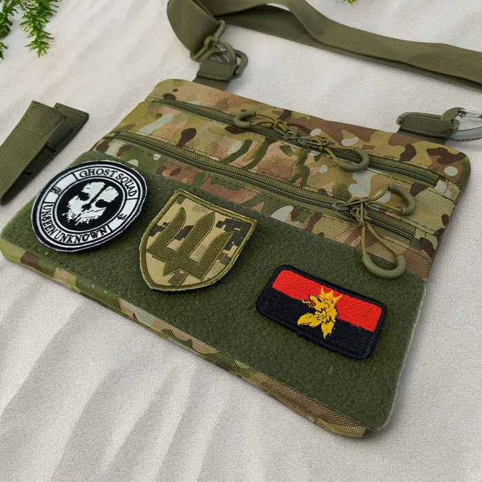 Сумка-кобура мультикам наплічна з липучкою для шевронів, тактична сумка чоловіча з кордури