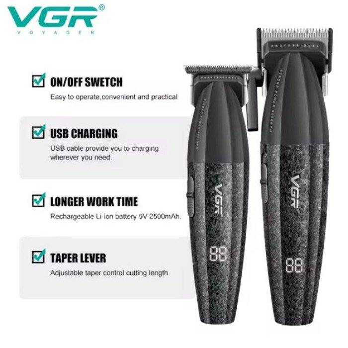Професійний набір для стрижки волосся VGR V-640 акумуляторний Barber Combo PREMIUM. Колір: чорний