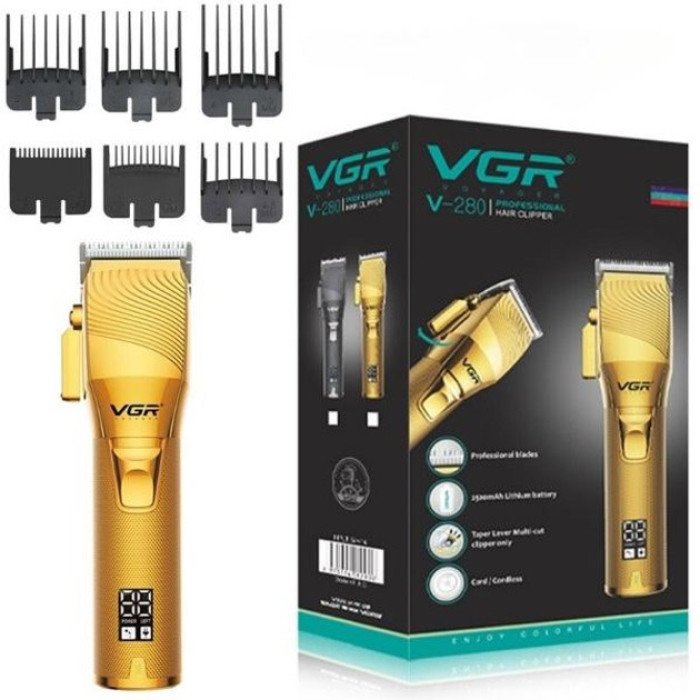 Акумуляторна машинка для стрижки волосся VGR V-280 з дисплеєм та насадками, Якісна машинка