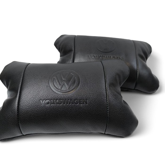 Набір шкіряних подушок 2шт - Volkswagen на підголовник у машину, Автомобільна подушка