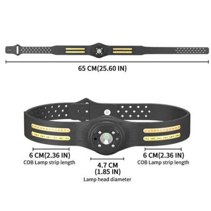 Ліхтар налобний T134-XPE-4COB (white+yellow+red) Motion Sensor, налобний ліхтарик із usb зарядкою