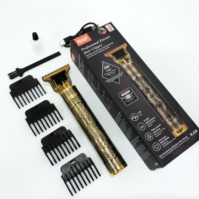 Професійна акумуляторна машинка триммер RAF R.429 для стрижки волосся 5 Вт