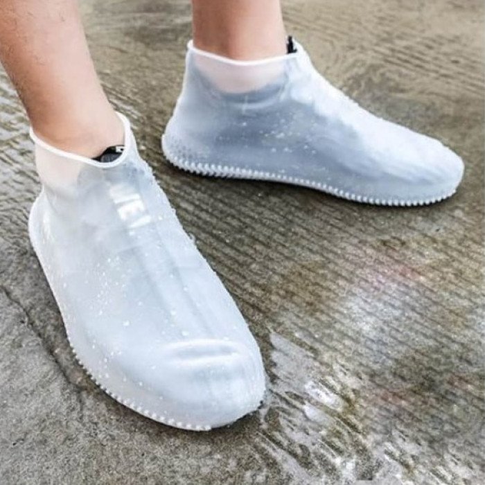 Багаторазові бахіли-чохли L (41-45 розмір) для взуття силіконові від води та бруду. Колір: білий