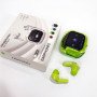 Бездротові вакуумні навушники TWS з дисплеєм LED, вологозахист IPx4 Bluetooth 5.4 з кейсом. Колір: зелений