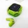 Бездротові вакуумні навушники TWS з дисплеєм LED, вологозахист IPx4 Bluetooth 5.4 з кейсом. Колір: зелений