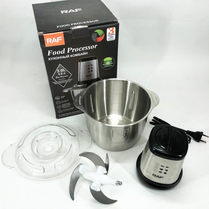 Подрібнювач RAF R.7031 настільний електричний блендер-чоппер 3 л 1000 Вт, Кухонний блендер для овочів