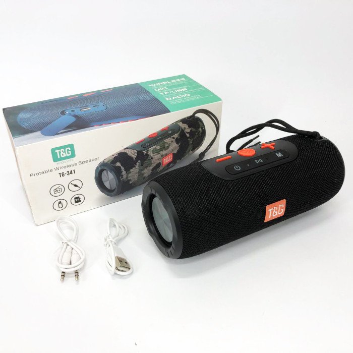 Портативна Bluetooth колонка TG341 зі шнурком, акумуляторна переносна колонка. Колір: чорний