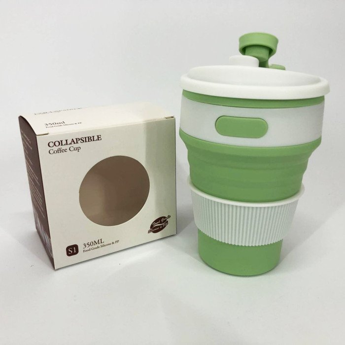 Кружка туристична (складна/силіконова), силіконовий складний термокухоль. Колір: зелений