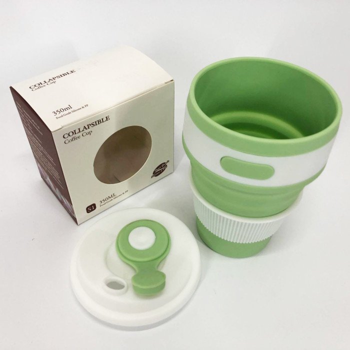 Кружка туристична (складна/силіконова), силіконовий складний термокухоль. Колір: зелений