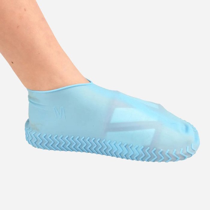 Багаторазові бахіли-чохли L (41-45 розмір) для взуття силіконові від води та бруду. Колір: блакитний