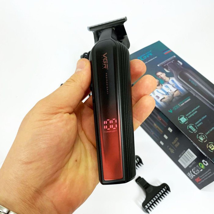 Професійний триммер для бороди та вусів з керамікою VGR V-930 насадки 1-7 мм. Колір: червоний