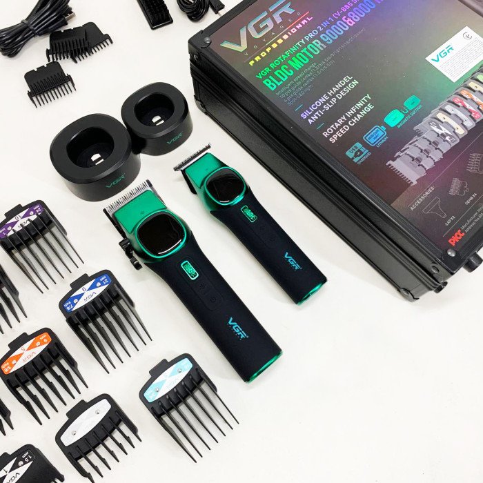 Комплект VGR 2 в 1 V-885 S2 GREEN, акумуляторна машинка для стрижки та триммер