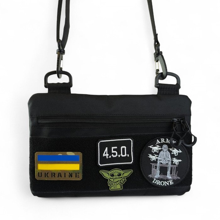 Молодіжна тактична сумка для патчів на плече з 4 кишенями black