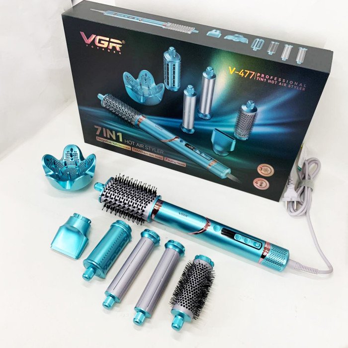 Фен-стайлер для волосся 7в1 VGR V-477 Blue Professional 1400 Вт 7 насадок