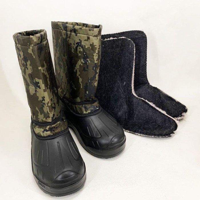 Чоботи чоловічі утеплені камуфляж 41р 27см, Чоловічі гумові чоботи на осінь