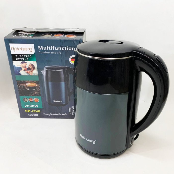 Чайник електричний Rainberg RB-2246 з нержавіючої сталі 2000 Вт 2л, гарний електричний чайник Blue