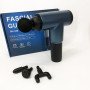 Акумуляторний масажер Fascial Gun KH-320 портативний ручний ударний м'язовий пістолет 4 насадки синій