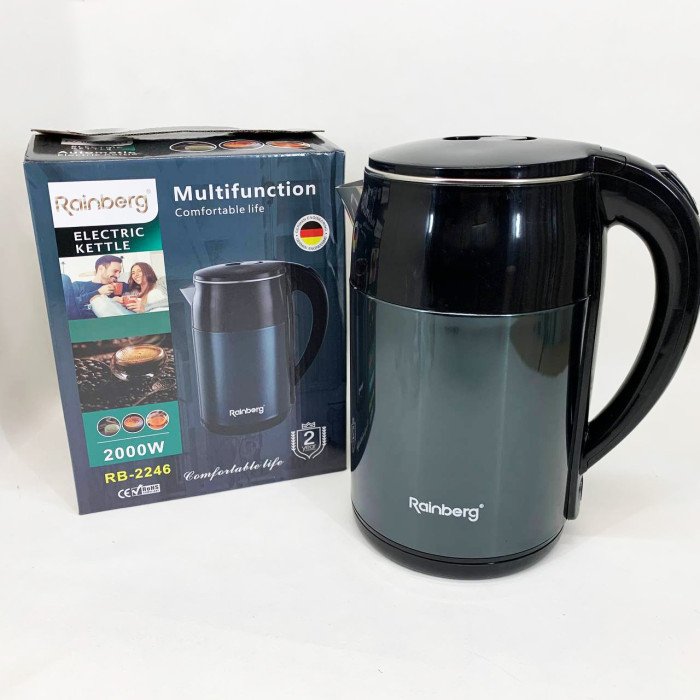 Чайник електричний Rainberg RB-2246 з нержавіючої сталі 2000 Вт 2л, гарний електричний чайник Blue
