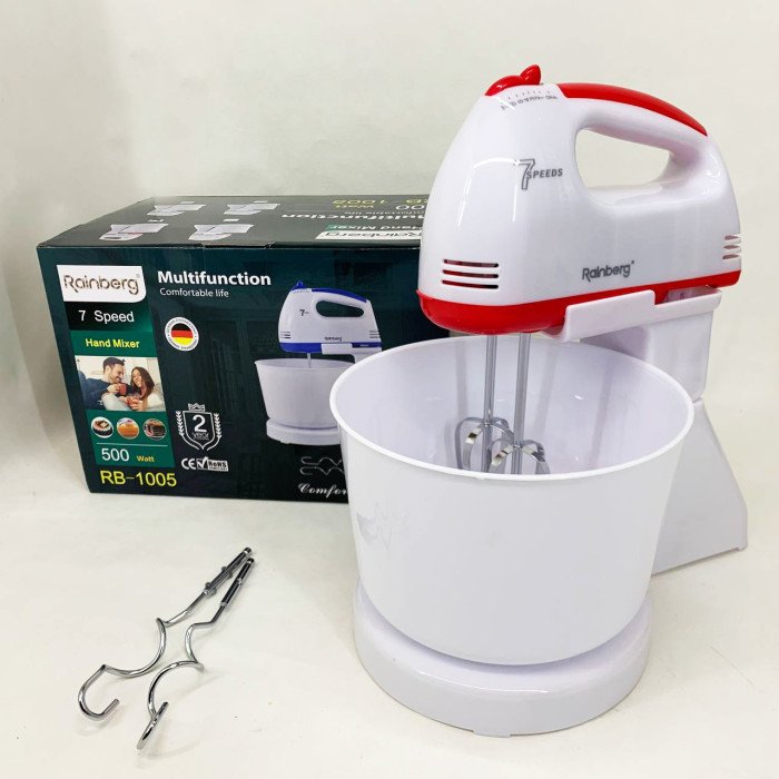 Міксер 7 швидкостей із чашею 2 л Rainberg RB-1005 500Вт Red