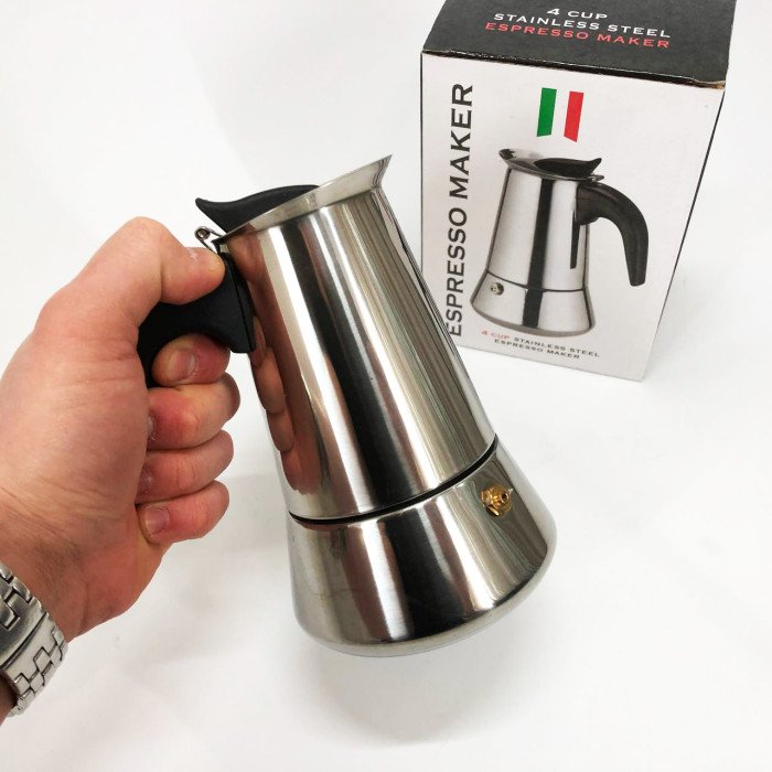 Кавоварка гейзерна з нержавіючої сталі UNIQUE UN-1901 180 мл, Гейзер для варіння кави гейзерна кавоварка