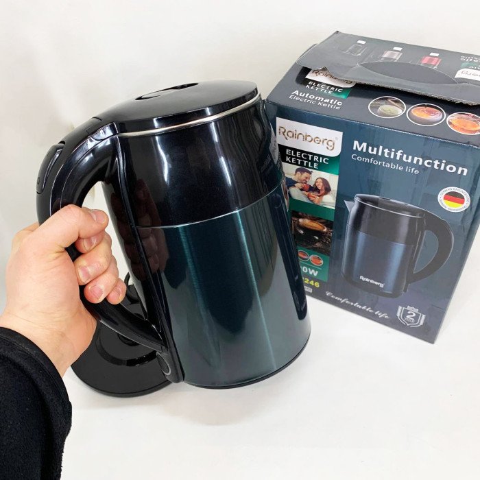 Чайник електричний Rainberg RB-2246 з нержавіючої сталі 2000 Вт 2л, гарний електричний чайник Blue
