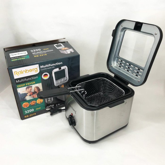 Фритюрниця для дому Rainberg RB-2219 з терморегулятором та знімною чашею електрофритюрниця міні фритюрниця