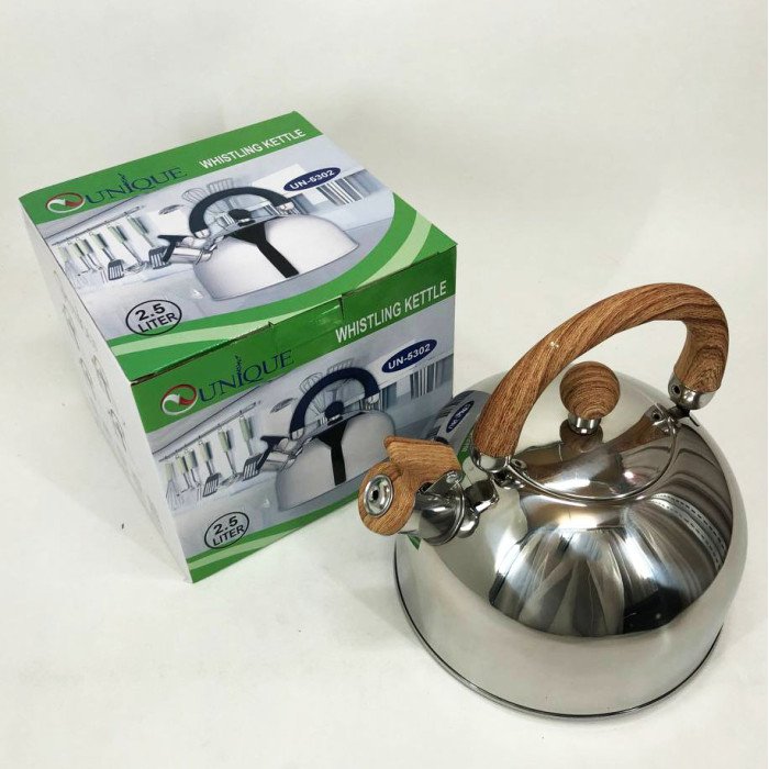 Чайник Unique зі свистком UN-5302 2,5л, Чайник для газ плити, Чайник газовий, Гарний. Колір: коричневий