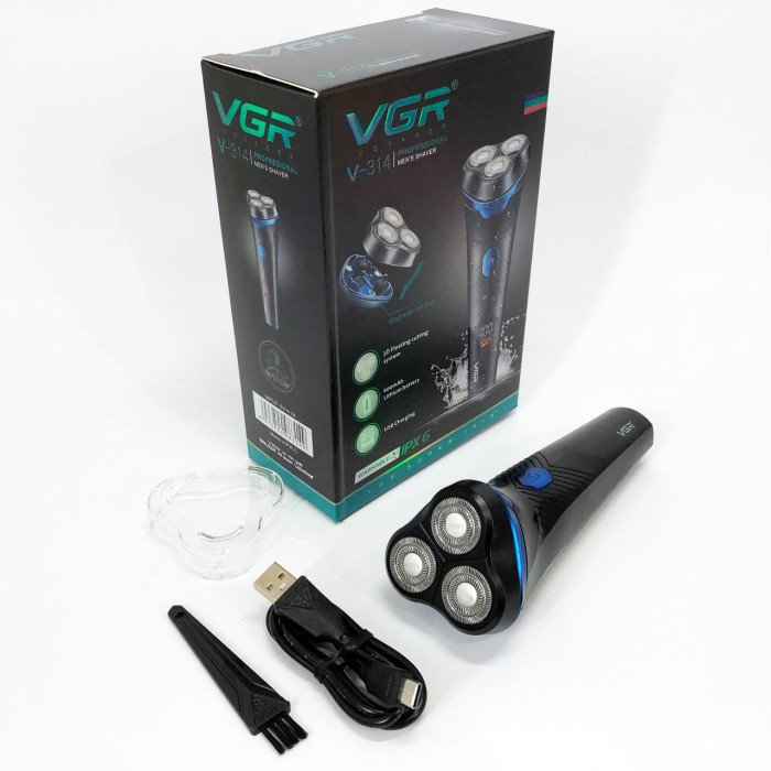 Електробритва VGR V-314 для чоловіків, роторна для вологого та сухого гоління, машинка чоловіча для гоління.