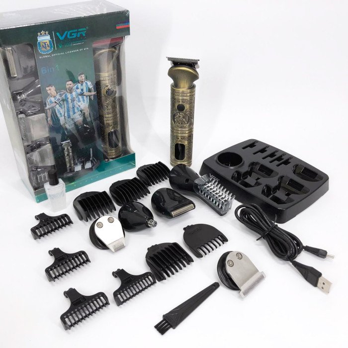 Професійний набір/машинка для стрижки волосся 6 в 1 VGR V-106, бритва триммер для бороди